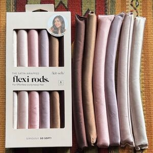2 packs of Kitsch Satin-Wrapped Hair Rods in Pink, Brown, and Cream